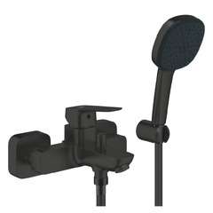 Смеситель для ванны Grohe Cubeo черный матовый 1018142430 с душевым гарнитуром